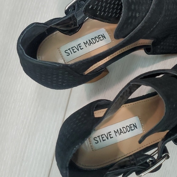 Steve Madden Women Shauna Ankle Suede Open Toe pump sandals shoes sz 9.5M - Picture 6 of 12
